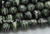 CSJ65 15.5 inches 10mm faceted round green silver line jasper beads