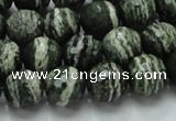 CSJ66 15.5 inches 12mm faceted round green silver line jasper beads