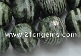 CSJ69 15.5 inches 20mm faceted round green silver line jasper beads