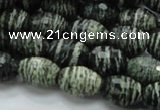 CSJ73 15.5 inches 11*16mm faceted rice green silver line jasper beads