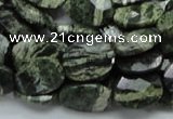 CSJ78 15.5 inches 12*16mm faceted oval green silver line jasper beads