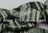 CSJ81 15.5 inches 20*40mm faceted oval green silver line jasper beads