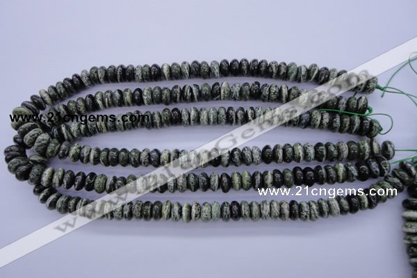 CSJ88 15.5 inches 5*10mm rondelle green silver line jasper beads