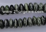 CSJ89 15.5 inches 6*12mm rondelle green silver line jasper beads