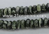 CSJ95 15.5 inches 5*10mm faceted rondelle green silver line jasper beads