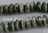 CSJ96 15.5 inches 6*12mm faceted rondelle green silver line jasper beads