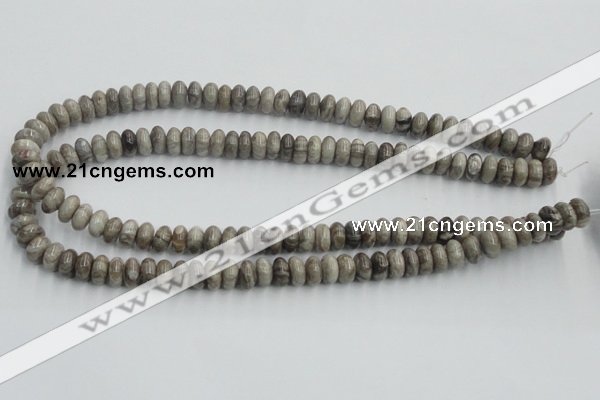 CSL02 15.5 inches 5*10mm rondelle silver leaf jasper beads wholesale