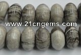 CSL03 15.5 inches 9*16mm rondelle silver leaf jasper beads wholesale