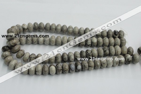 CSL03 15.5 inches 9*16mm rondelle silver leaf jasper beads wholesale