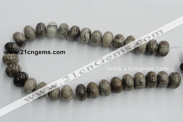 CSL04 15.5 inches 12*20mm rondelle silver leaf jasper beads wholesale