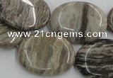 CSL06 15.5 inches 22*30mm oval silver leaf jasper beads wholesale