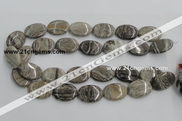 CSL06 15.5 inches 22*30mm oval silver leaf jasper beads wholesale