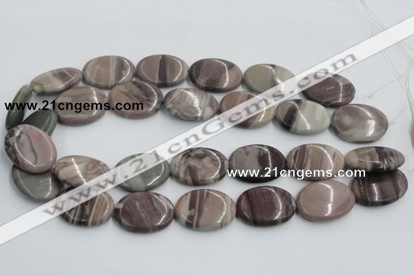 CSL07 15.5 inches 20*30mm oval silver leaf jasper beads wholesale