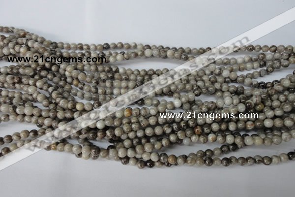 CSL10 15.5 inches 4mm round silver leaf jasper beads wholesale