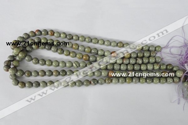 CSL102 15.5 inches 8mm round silver leaf jasper beads wholesale