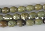 CSL103 15.5 inches 8*10mm rice silver leaf jasper beads wholesale