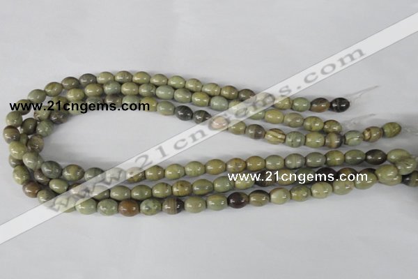 CSL103 15.5 inches 8*10mm rice silver leaf jasper beads wholesale