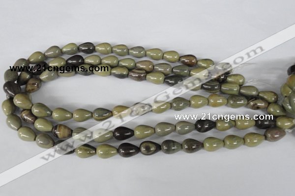 CSL104 15.5 inches 10*14mm teardrop silver leaf jasper beads wholesale