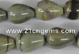 CSL105 15.5 inches 15*20mm teardrop silver leaf jasper beads wholesale