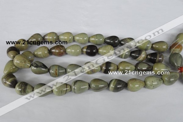 CSL105 15.5 inches 15*20mm teardrop silver leaf jasper beads wholesale