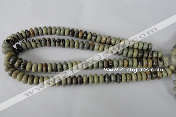 CSL109 15.5 inches 6*12mm rondelle silver leaf jasper beads wholesale