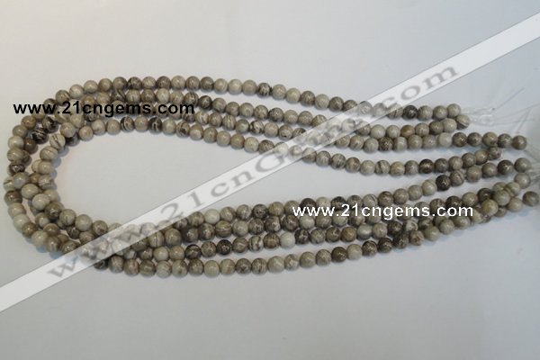 CSL11 15.5 inches 6mm round silver leaf jasper beads wholesale