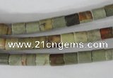 CSL111 15.5 inches 6*6mm column silver leaf jasper beads wholesale