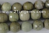 CSL112 15.5 inches 12mm faceted round silver leaf jasper beads