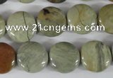 CSL116 15.5 inches 15mm flat round silver leaf jasper beads wholesale