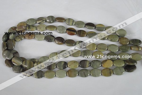 CSL117 15.5 inches 12*16mm oval silver leaf jasper beads wholesale