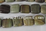 CSL118 15.5 inches 12*12mm square silver leaf jasper beads wholesale