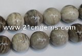 CSL12 15.5 inches 12mm round silver leaf jasper beads wholesale