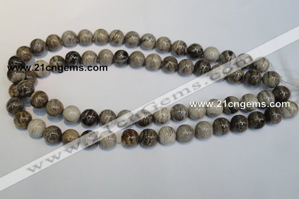 CSL12 15.5 inches 12mm round silver leaf jasper beads wholesale