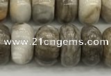 CSL128 15.5 inches 6*10mm rondelle sliver leaf jasper beads