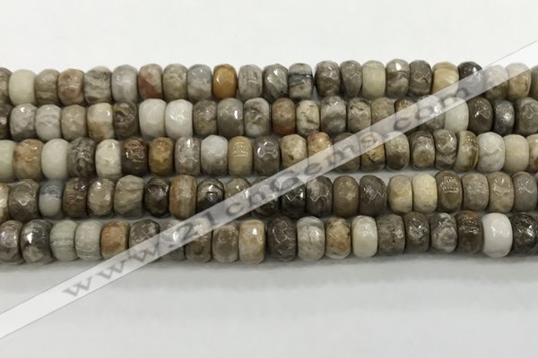 CSL132 15.5 inches 5*8mm faceted rondelle sliver leaf jasper beads