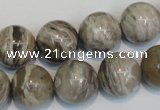 CSL14 15.5 inches 14mm round silver leaf jasper beads wholesale