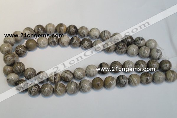 CSL14 15.5 inches 14mm round silver leaf jasper beads wholesale