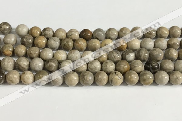 CSL152 15.5 inches 8mm round 

sliver leaf jasper beads wholesale