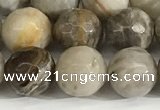 CSL159 15.5 inches 10mm faceted 

round sliver leaf jasper beads