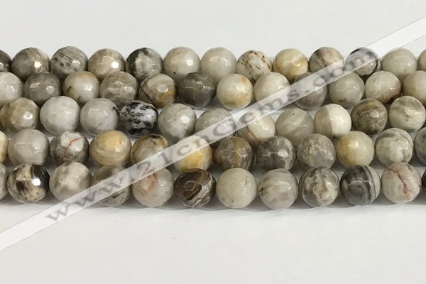 CSL160 15.5 inches 12mm faceted 

round sliver leaf jasper beads