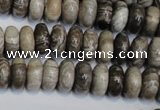 CSL19 15.5 inches 6*12mm rondelle silver leaf jasper beads wholesale