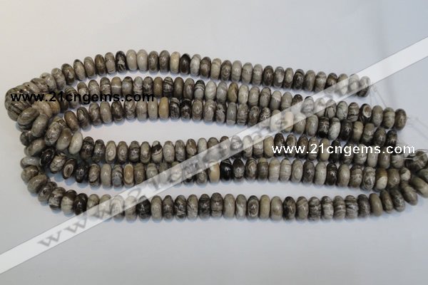 CSL19 15.5 inches 6*12mm rondelle silver leaf jasper beads wholesale