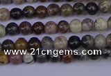 CSL210 15.5 inches 4mm round black silver leaf jasper beads