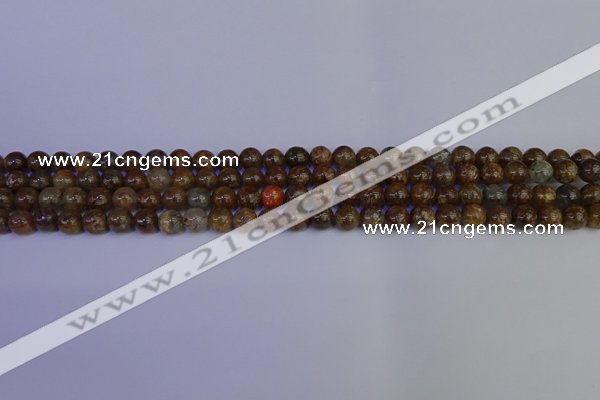 CSL220 15.5 inches 4mm round gold leaf jasper beads wholesale