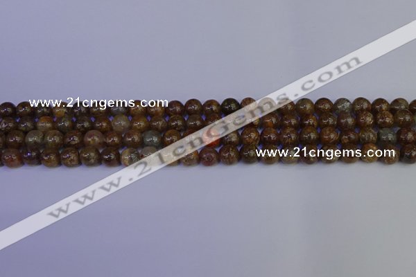 CSL221 15.5 inches 6mm round gold leaf jasper beads wholesale