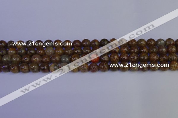 CSL222 15.5 inches 8mm round gold leaf jasper beads wholesale