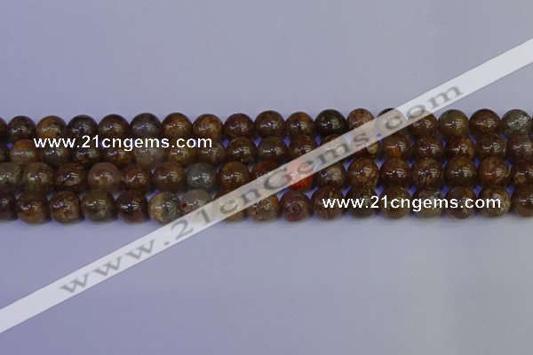 CSL223 15.5 inches 10mm round gold leaf jasper beads wholesale