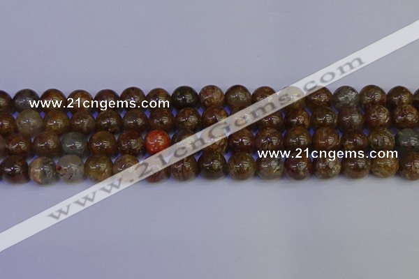 CSL224 15.5 inches 12mm round gold leaf jasper beads wholesale