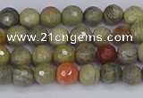 CSL230 15.5 inches 4mm faceted round silver leaf jasper beads