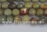 CSL231 15.5 inches 6mm faceted round silver leaf jasper beads